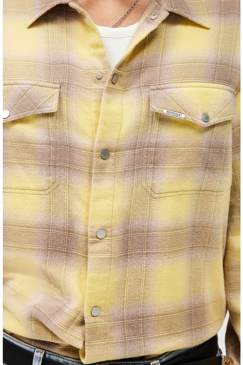 Plaid Cotton Flannel Snap Front Shirt, Alternate, color, CREAMED CORN