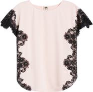 Anne Klein Lace Trim Bateau Neck Top