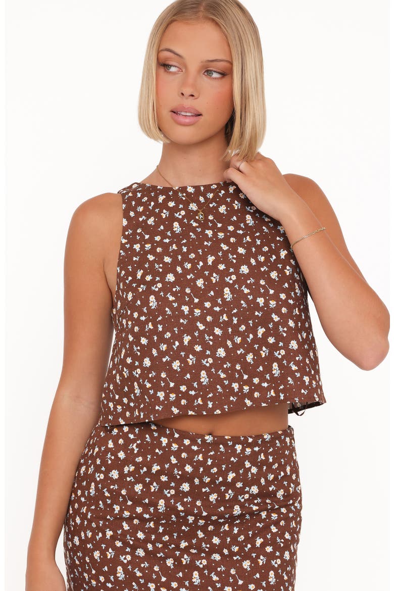 Madison Floral Crop Tank, Alternate, color, BROWN FLORAL