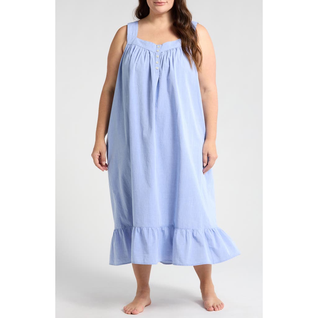 Nordstrom Cotton Shirting Nightgown In Blue Chambray