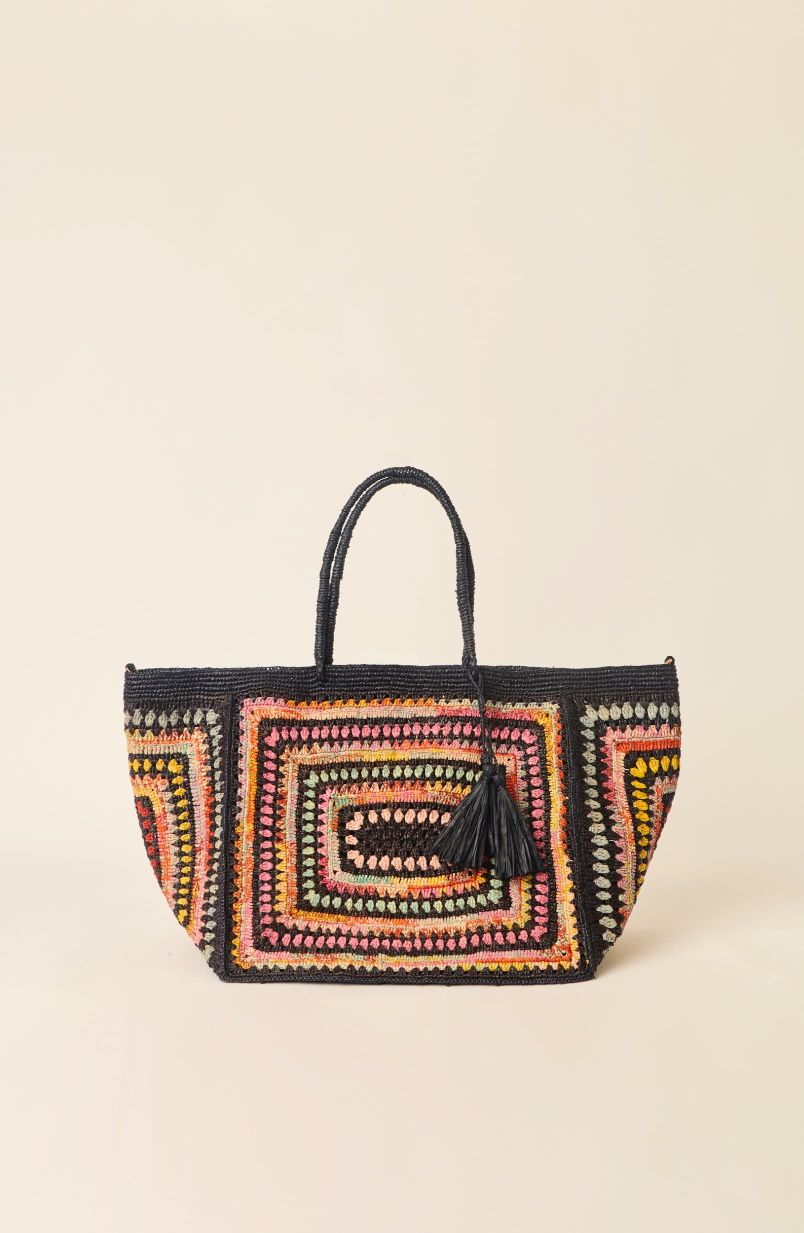 BTB Los Angeles Addison Tote, Main, color, Black/Multi