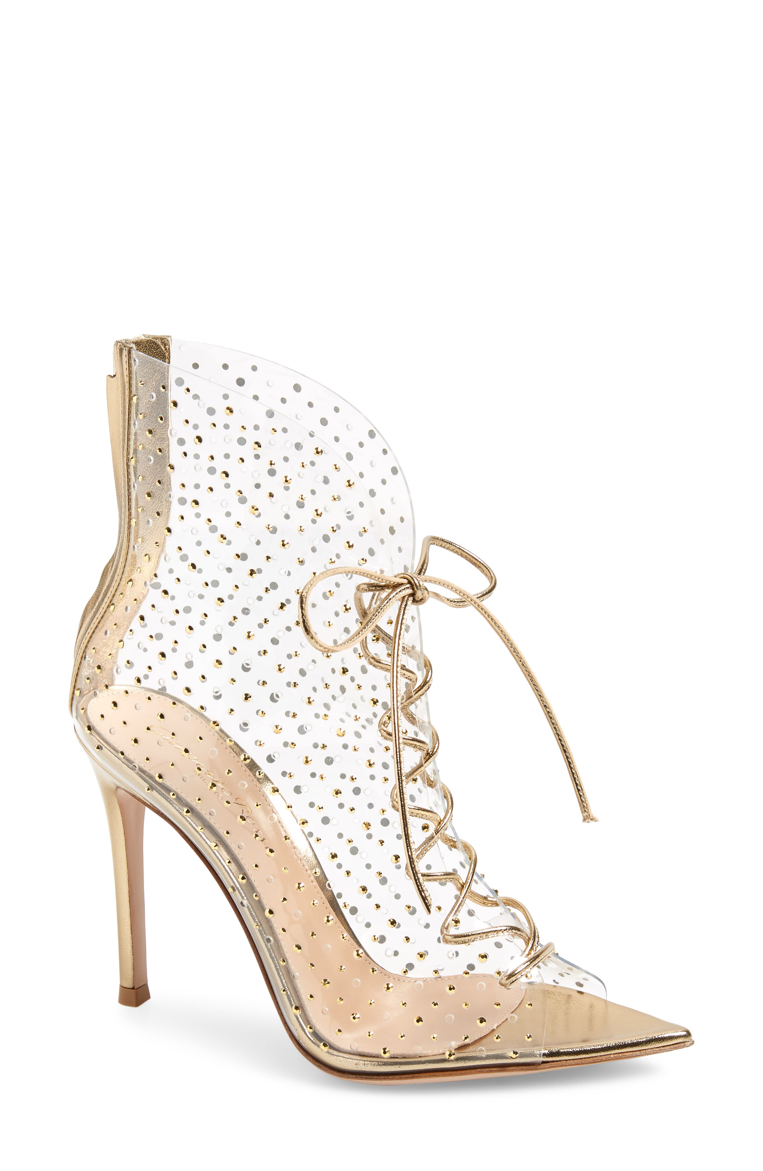 Gianvito Rossi Translucent Lace-Up Bootie, Main, color, 