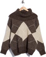 Joseph A Exploded Argyle Cowl Neck Sweater