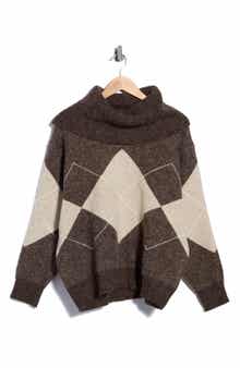 Exploded Argyle Cowl Neck Sweater