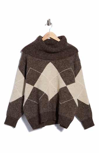 Exploded Argyle Cowl Neck Sweater