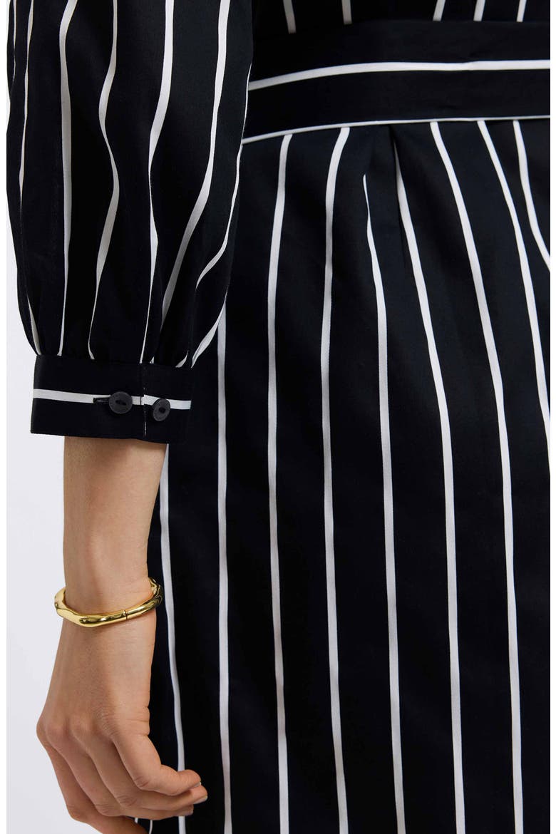 Esther Stripe Cotton Shirtdress, Alternate, color, BLACK/ WHITE
