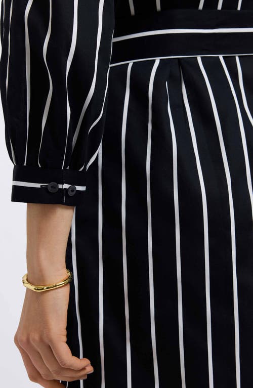 Foxcroft Esther Stripe Cotton Shirtdress In Black