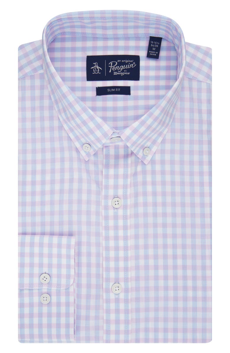 Original Penguin Check Print Slim Fir Button Down Shirt, Main, color, 