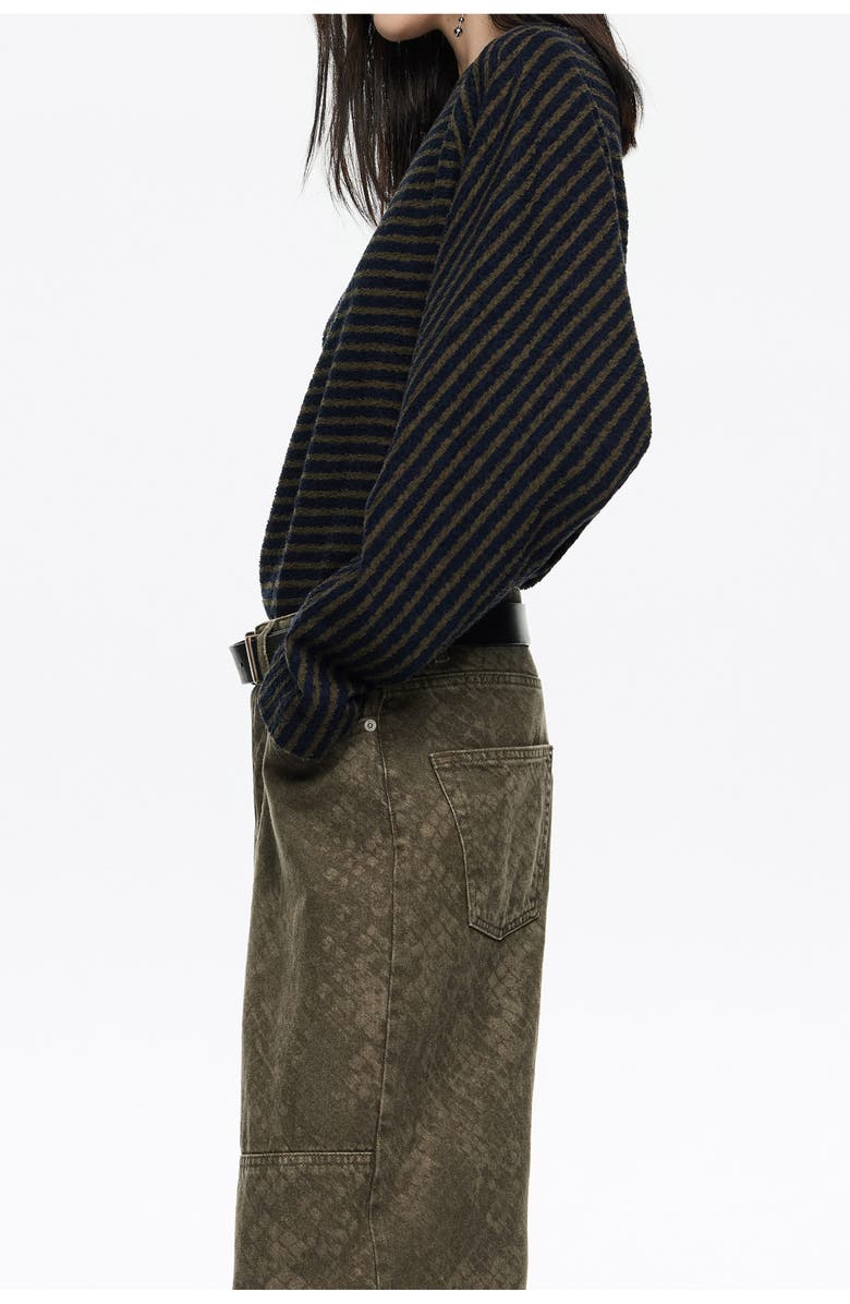 Bimba y Lola Striped Raglan T-Shirt, Alternate, color, Dark Khaki