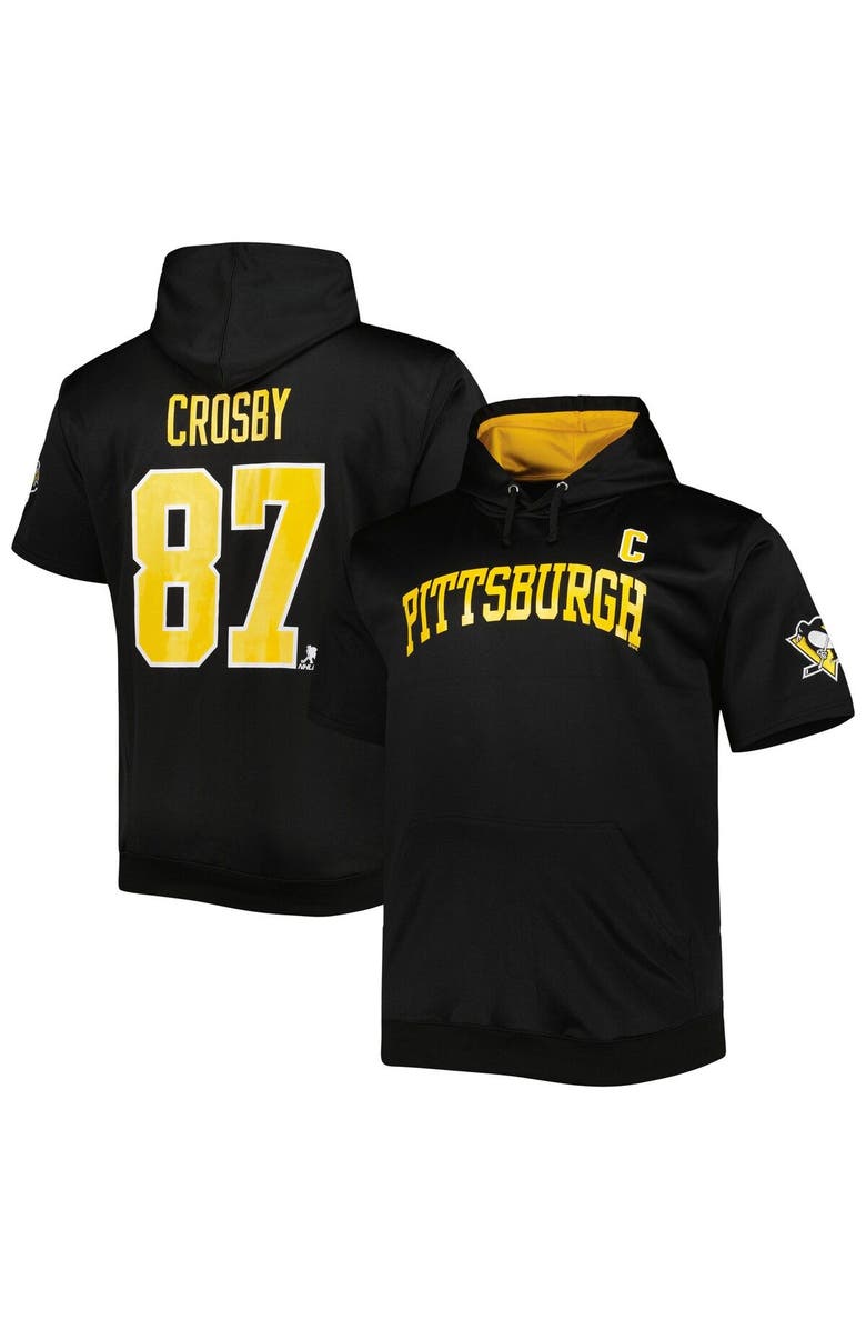 FANATICS Men's Fanatics Branded Sidney Crosby Black Pittsburgh Penguins Big & Tall Captain Patch Name & Number Pullover Hoodie, Main, color, Black