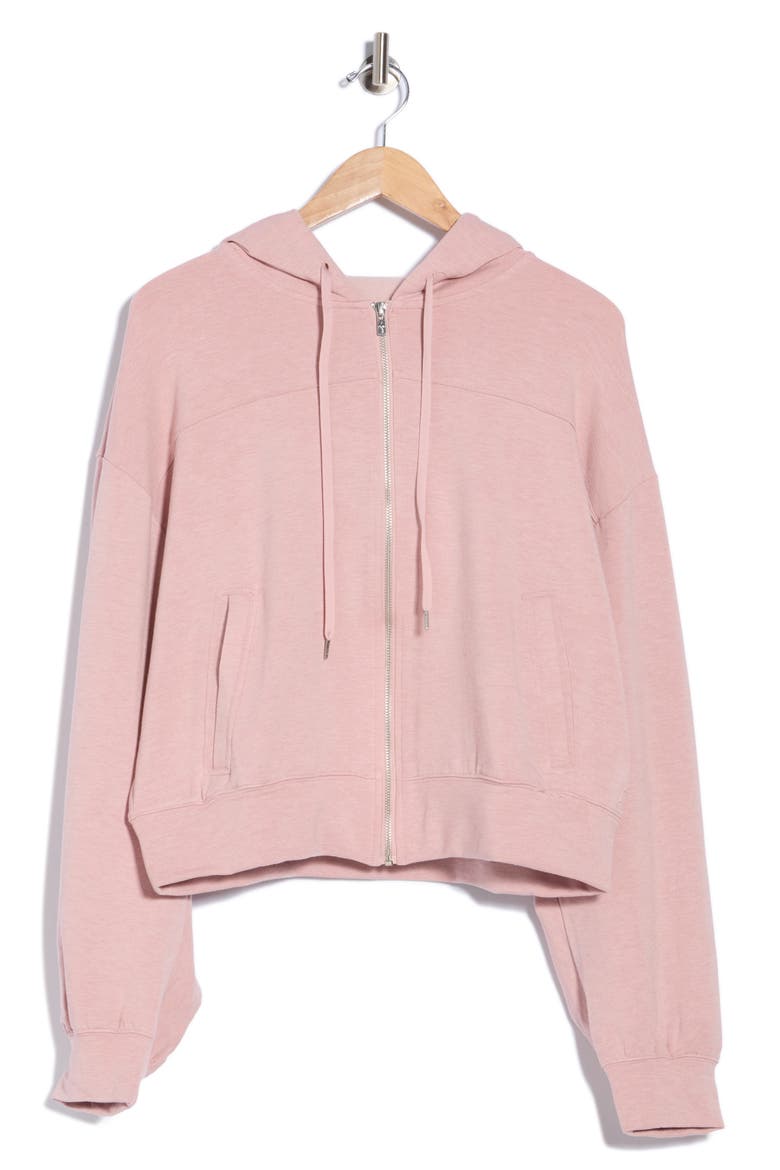 Brushed Full Zip Hoodie, Main, color, HEATHER PALE MAUVE