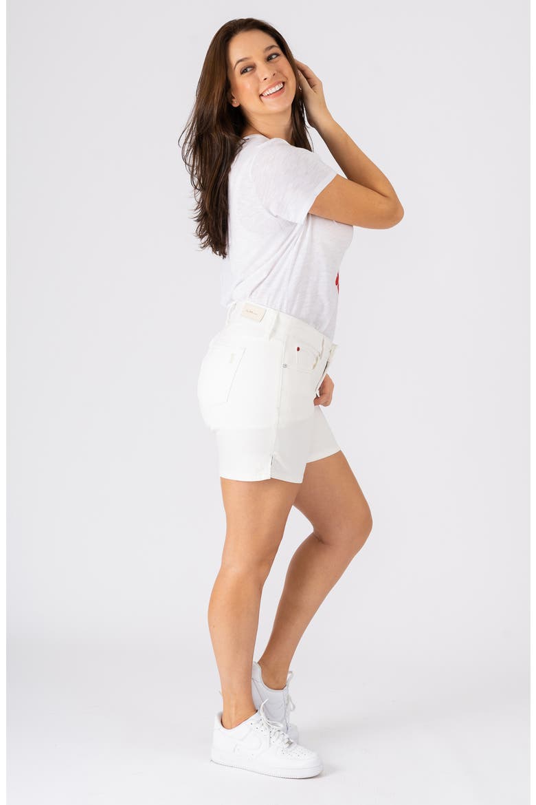 Side Vent Denim Shorts, Alternate, color, WHITE