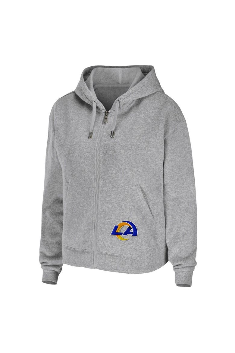 Women's WEAR by Erin Andrews Heather Gray Los Angeles Rams Plus Size Full-Zip Hoodie, Alternate, color, Heather Gray
