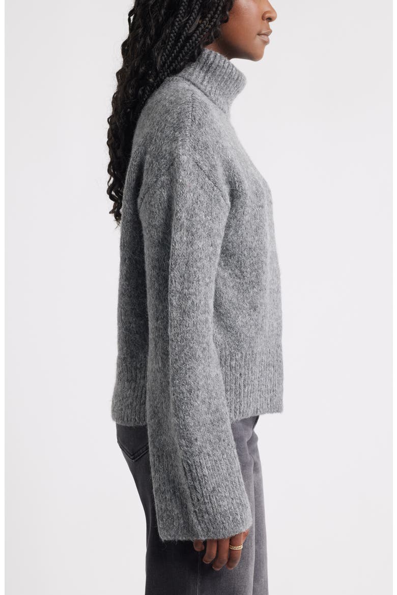 Fuzzy Turtleneck Sweater, Alternate, color, GREY