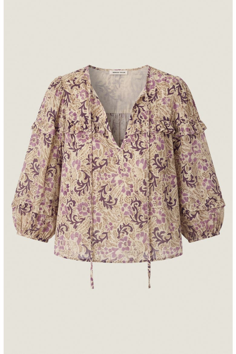 Charlotte Ruffle Top, Alternate, color, Alabaster Multi