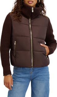 Kensie Knit Sleeve Quilted Core Jacket