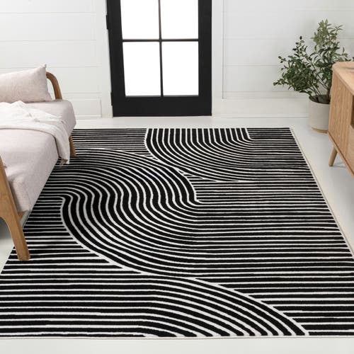 Jonathan Y Hallie High-low Minimalist Curve Geometric Indoor/outdoor Area Rug In Black