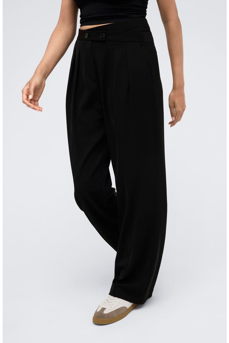 Crisscross Waist Wide Leg Pants, Alternate, color, BLACK