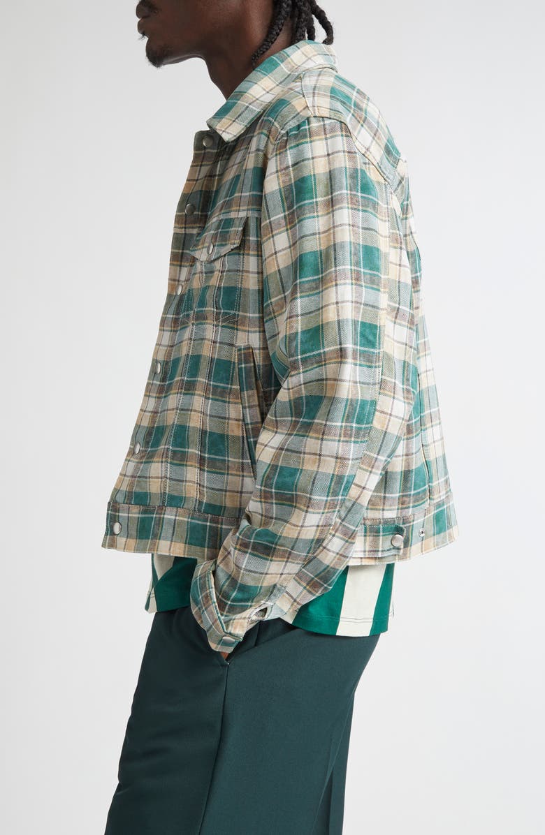 STOCKHOLM SURFBOARD CLUB Terrence Plaid Denim Trucker Jacket, Alternate, color,