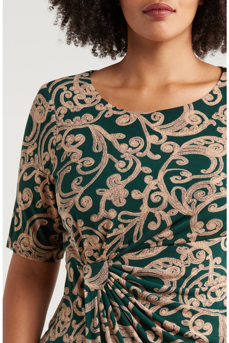 Paisley Faux Wrap Dress, Alternate, color, FORREST