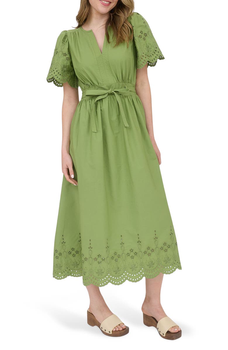 Blu Pepper Eyelet Tie Waist Maxi Dress, Main, color,