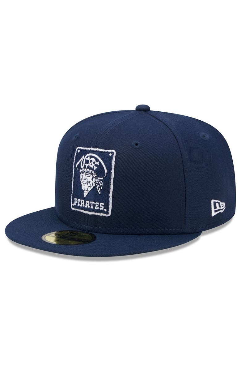 New Era Men's New Era Navy Pittsburgh Pirates Cooperstown Collection Oceanside Green Undervisor 59FIFTY Fitted Hat, Main, color, 
