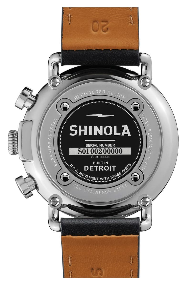 Shinola 'The Runwell Chrono' Leather Strap Watch, 41mm, Alternate, color, 