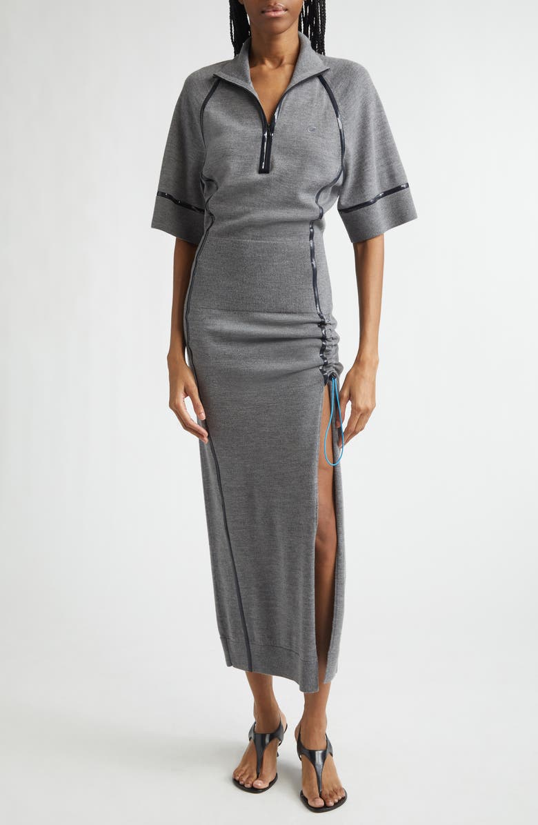 Coperni Technical Merino Wool Midi Sweater Dress, Main, color, Grey Grey