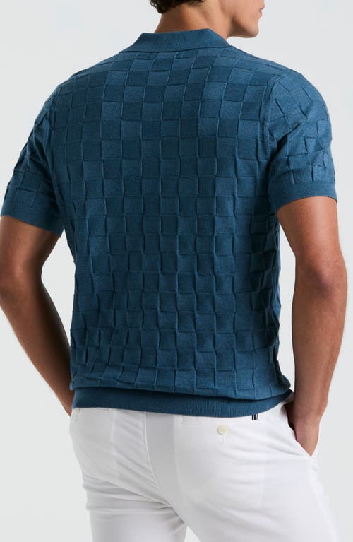 Original Penguin Jacquard Basketweave Johnny Collar Polo Sweater In Blue