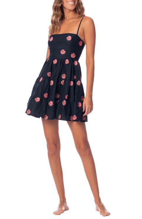 Sea Shells Emily Embroidered Linen Cover-Up Dress