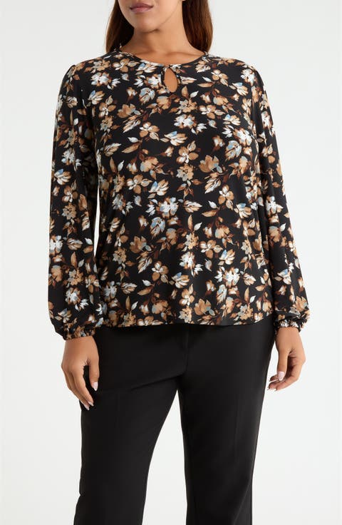 Floral Print Keyhole Top