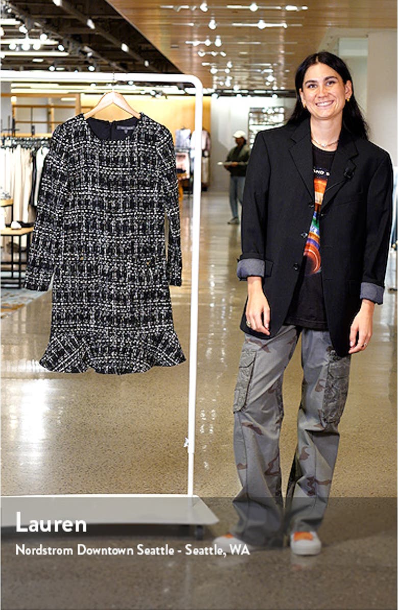 Ruffle Hem Long Sleeve Tweed Dress, sales video thumbnail