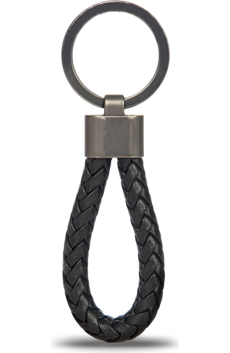 Porsche Design Key Ring Leather Cord, Alternate, color, Black