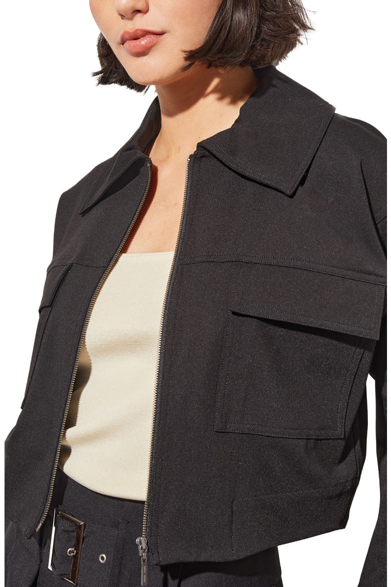 Zip Front Crop Jacket, Alternate, color, BLACK
