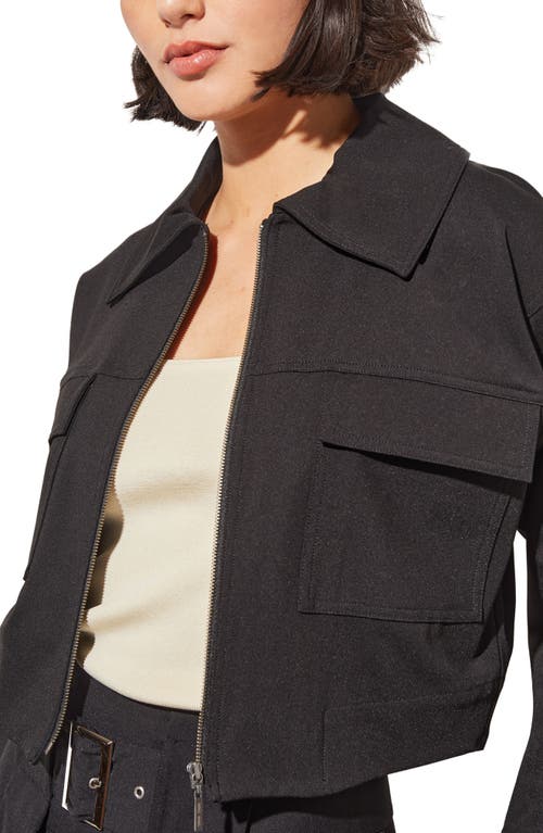 Ming Wang Zip Front Crop Jacket In Black
