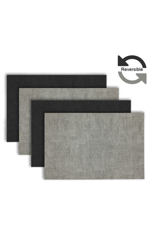 Dainty Home Faux Leather Reversible Set Of 4 Placemats In Reversible Grey