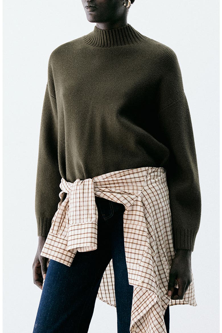 Marin Mock Neck Sweater, Main, color, KHAKI GREEN