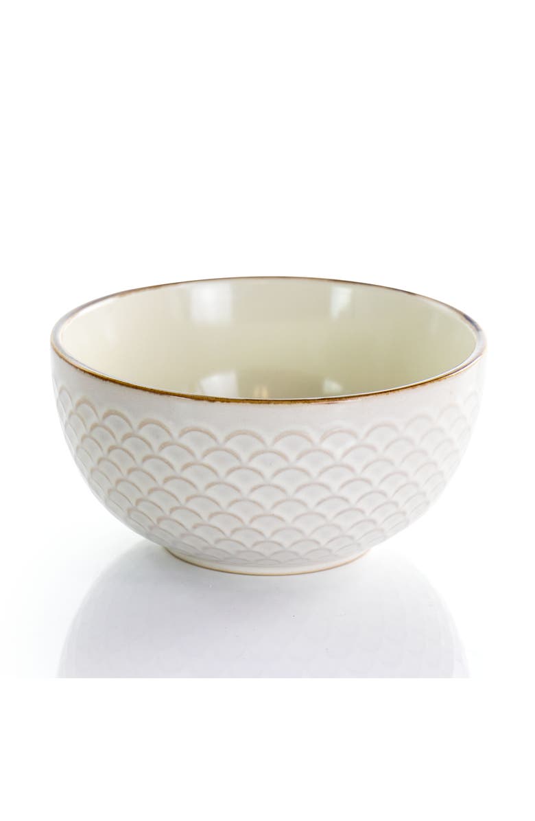 Elama Honey Ivory 16 Piece Stoneware Dinnerware Set, Alternate, color, White