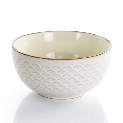 Elama Honey Ivory 16 Piece Stoneware Dinnerware Set In White