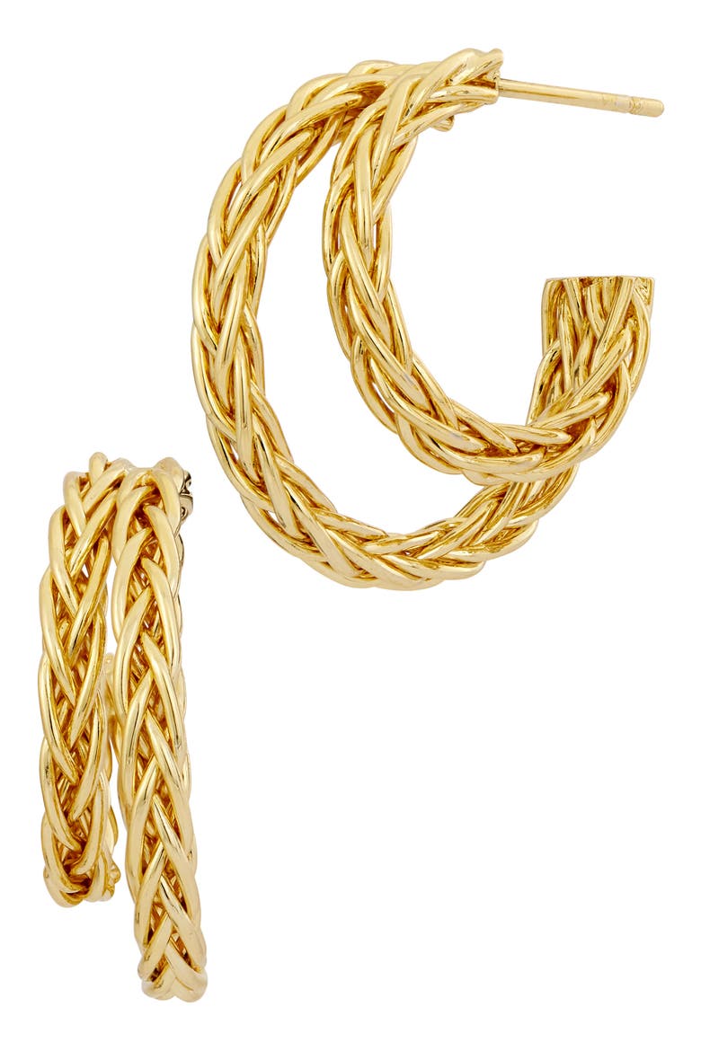 Double Rope 'C' Hoop Earrings, Main, color, YELLOW