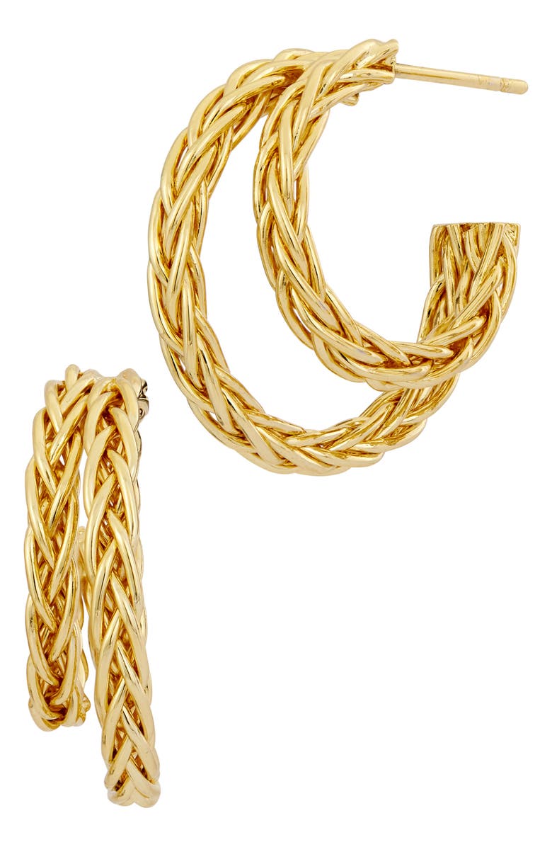 SAVVY CIE JEWELS Double Rope 'C' Hoop Earrings, Main, color, Yellow