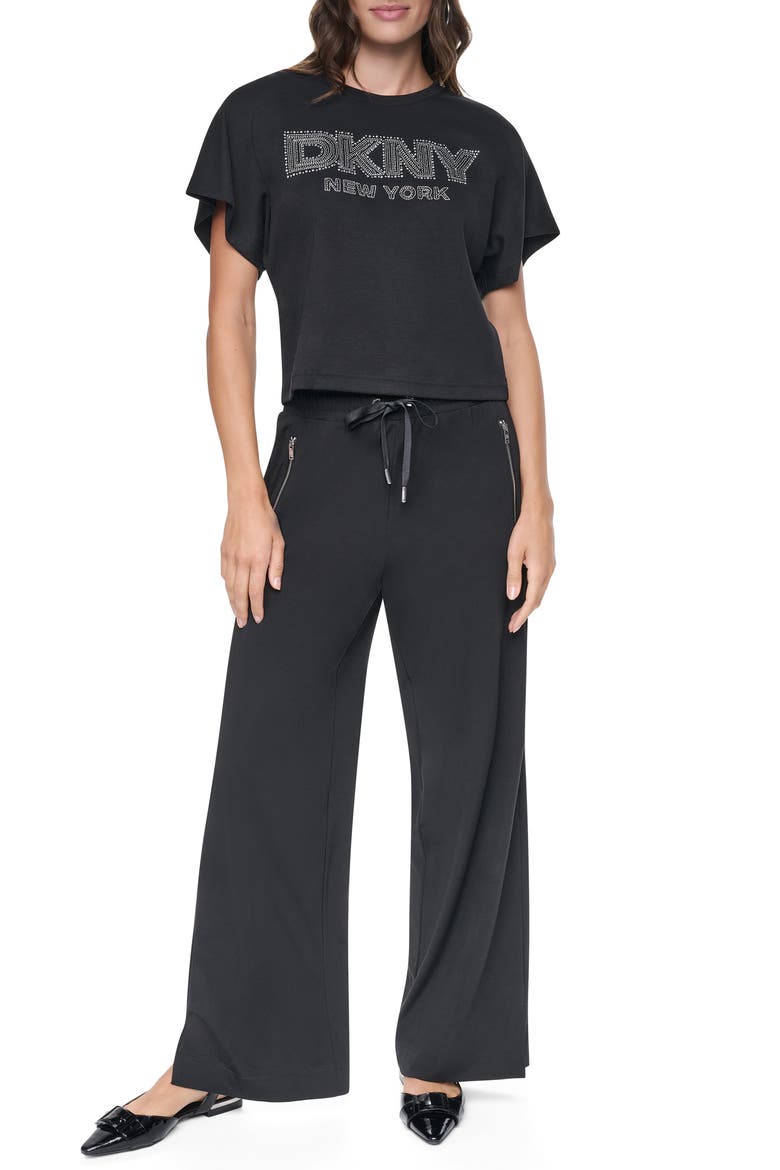 Embellished Dolman Sleeve T-Shirt, Alternate, color, BLACK