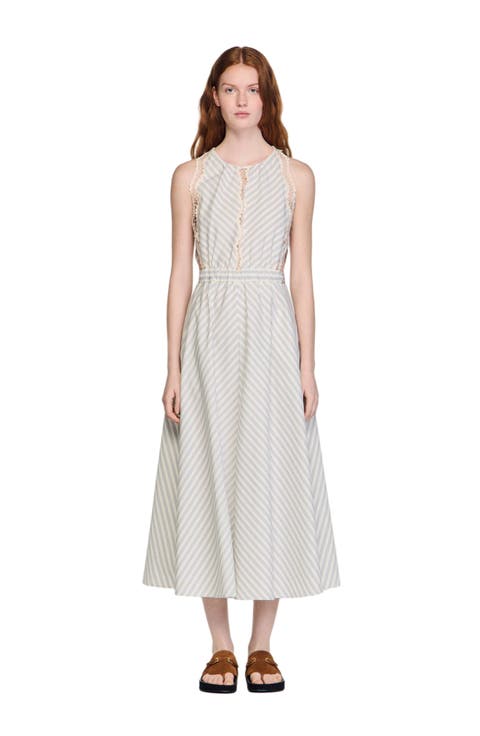 Striped cotton maxi dress