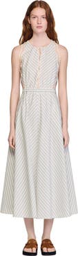 SANDRO Striped cotton maxi dress