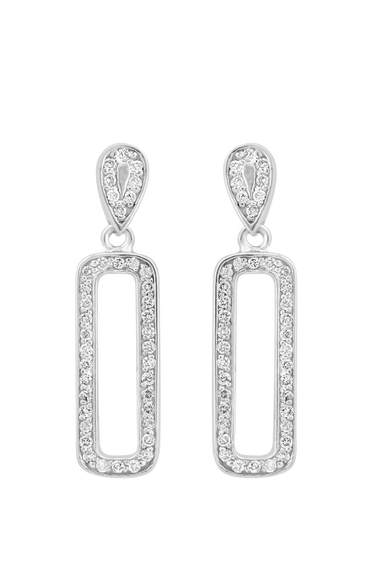 Pavé Diamond Open Link Drop Earrings in 14K White Gold, Alternate, color, 14K Gold