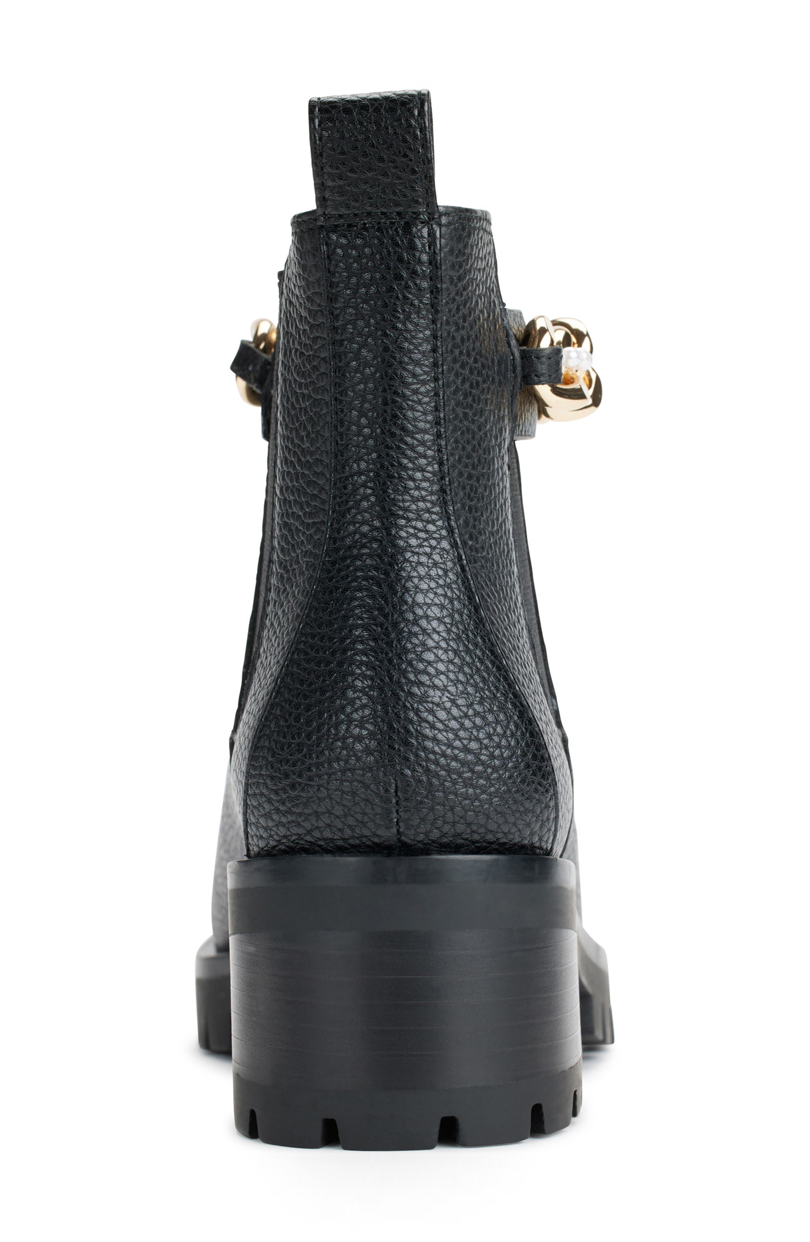 Porshay Lug Sole Bootie, Alternate, color, BLACK GOLD CHAIN