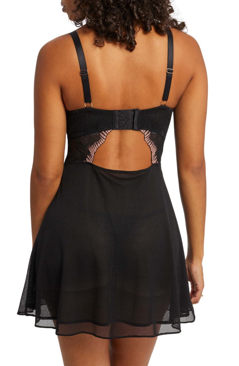 Montelle Intimates Dolce Vita Bandeau Muse Babydoll Chemise & G-String Set, Alternate, color, 