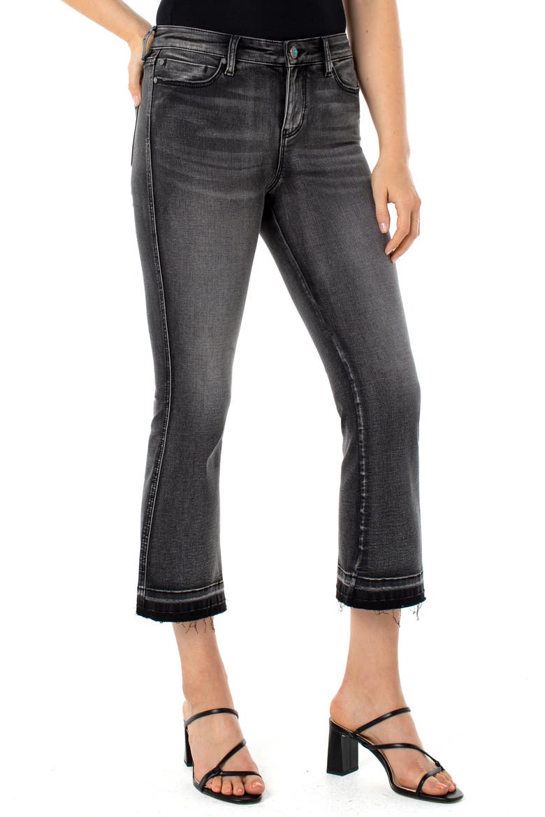 High Waist Raw Released Hem Kick Flare Crop Jeans, Alternate, color, SHADOWS