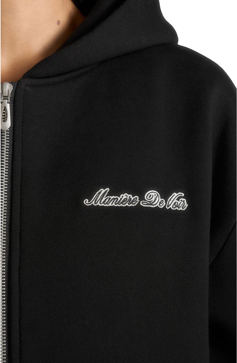 Manière De Voir Unisex Signature Relaxed Fit Zip Hoodie, Alternate, color, Black