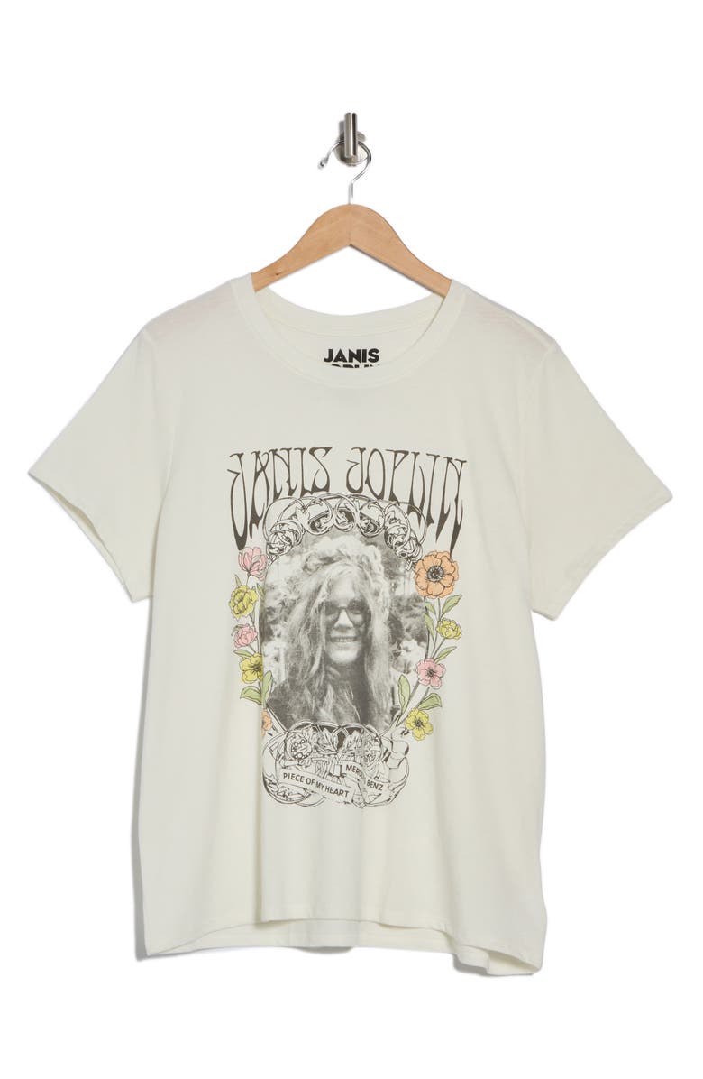 Lucky Brand Janis Joplin Graphic Crop T-Shirt, Alternate, color, Marshmallow